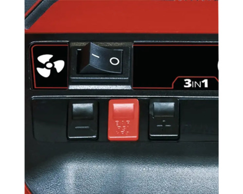 Nahaufnahme der Bedienelemente eines 3-in-1 Geräts mit Schaltern und Symbolen