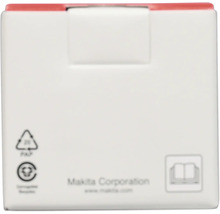 Makita Corporation Logo, Symbole für Papierrecycling und Hinweis zum Lesen der Bedienungsanleitung auf einer Verpackung.