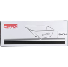Verpackung für Makita Kunststoffmulde für Akku-Schubkarren, mit Makita Logo und Artikelnummer 199008-0.
