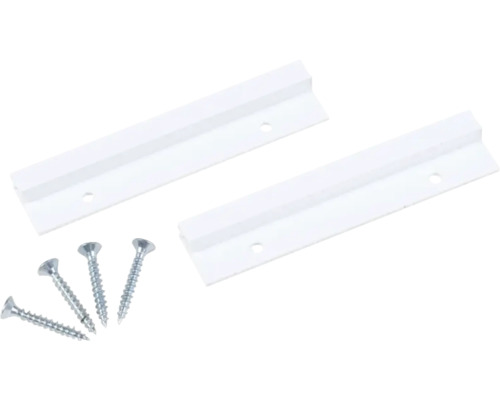 Zwei weiße Hängeregistraturleisten mit vier Schrauben