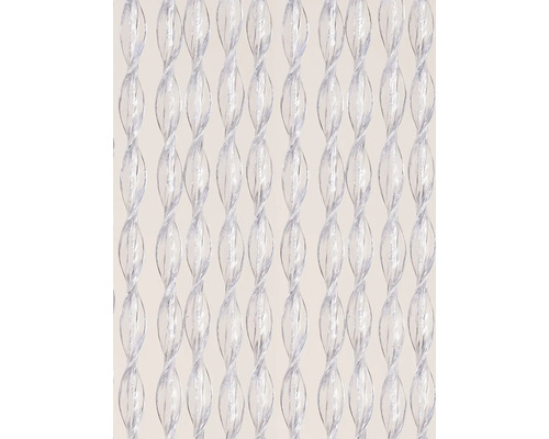 Dekorative Raumteilerkette mit transparenten, verdrehten Elementen