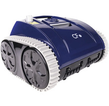 Blauer Poolreinigungsroboter mit Raupenantrieb