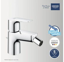 Grohe Bidetarmatur Chrom, Einhebelmischer, verstellbare Düse. Inklusive QuickTool, entwickelt in Deutschland, fünf Jahre Garantie. Grohe Logo.