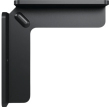 Schwarzer Regalwinkel aus Metall, 90 Grad, pulverbeschichtet für die Wandmontage.