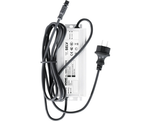 LED-Treiber DONE DL-100H-V 100 Watt 24 Volt IP67 mit Netzstecker und Anschlusskabel.