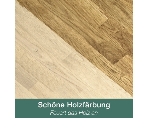 Vorher-Nachher-Vergleich von Holzdielen zur Darstellung der Farbvertiefung und Maserungsbetonung.