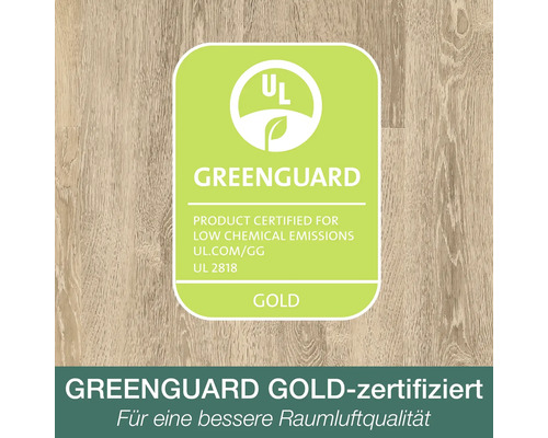 Greenguard Gold Zertifizierung für niedrige chemische Emissionen und bessere Raumluftqualität.