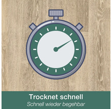 Symbol für schnelle Trocknung, Boden schnell wieder begehbar.