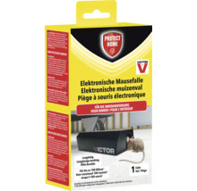 Schwarze Victor Protect Home elektronische Mausefalle für die Innenanwendung, batteriebetrieben für bis zu 100 Mäuse.