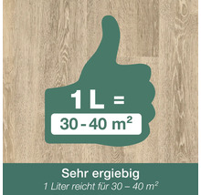 Sehr ergiebig: 1 Liter reicht für 30 bis 40 Quadratmeter.