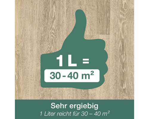 Sehr ergiebig: 1 Liter reicht für 30 bis 40 Quadratmeter.