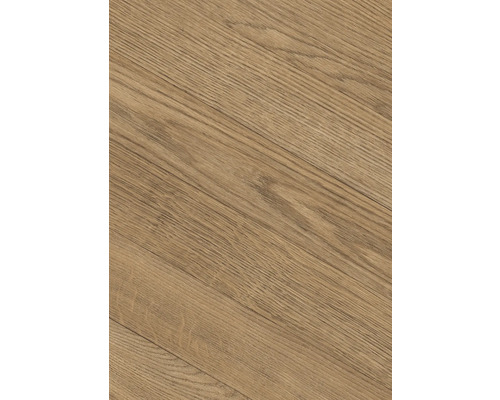 Detailansicht eines Bodenbelags in Eichenoptik mit ausgeprägter Holzmaserung.