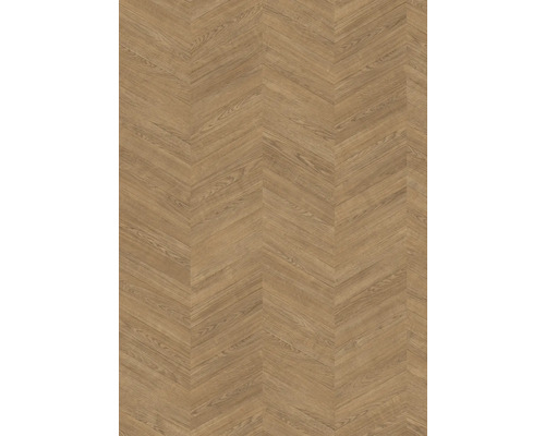 Bodenbelag mit Chevron-Muster und Holzmaserung.