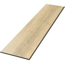 Einzelne Vinyl- oder Laminatdiele mit Holzmaserung in Eichenoptik.