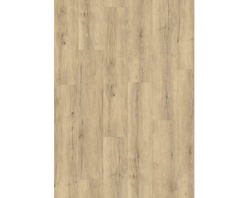 Laminat oder Vinylboden in natürlicher Eichenoptik mit Maserung und Astlöchern.