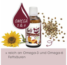 Feli TATZ Bio-Haarballenöl für Katzen, reich an Omega-3 und Omega-6 Fettsäuren, mit Sonnenblume und Samen.