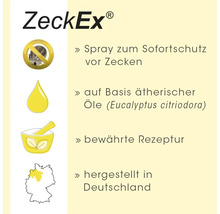ZeckEx Spray: Sofortschutz vor Zecken, auf Basis ätherischer Öle, Eucalyptus citriodora, bewährte Rezeptur, hergestellt in Deutschland.