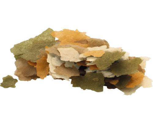Mehrfarbiges Flockenfutter für Aquarienfische.