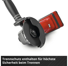Akku-Winkelschleifer mit Trennschutzhaube für Sicherheit beim Trennen.