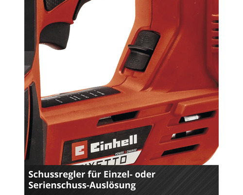 Einhell Gerät mit Schalter zur Einstellung von Einzel- oder Serienschuss.