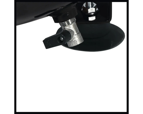 Ablassventil für Kompressor-Druckbehälter aus Metall mit schwarzem Hebel.