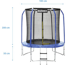 Marimex Trampolin mit Sicherheitsnetz und Leiter, Durchmesser 183 Zentimeter, Gesamthöhe 200 Zentimeter, Rahmenhöhe 50 Zentimeter.