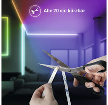 LED-Streifen wird mit einer Schere gekürzt, alle 20 Zentimeter kürzbar.