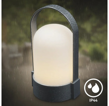 Tragbare LED-Außenleuchte mit Bügelgriff und Schutzart IP44, geeignet für die Verwendung im Regen.