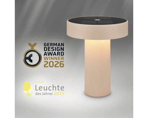 Zylindrische Tischleuchte, Gewinner des German Design Award 2026 und 1. Platz Leuchte des Jahres 2025.