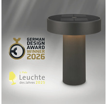 Moderne Solar-Tischleuchte mit den Auszeichnungen German Design Award Winner 2026 und Leuchte des Jahres 2025.