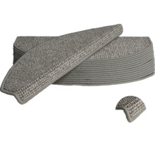 Stufenmatten-Set aus Schlingenware, halbrunde Form mit Schutzkante für Treppenstufen.