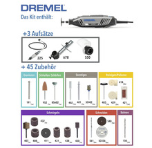 Dremel Logo. Dremel 4250 Multifunktionswerkzeug Kit mit 3 Vorsatzgeräten und 45 Zubehörteilen zum Gravieren, Schleifen, Reinigen und Schneiden.