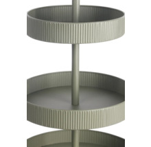 Etagere aus Metall mit gerippten runden Ablagen und zentraler Stange