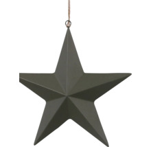 Fünfzackiger Deko-Stern aus Metall mit Öse und Schnur zum Aufhängen.