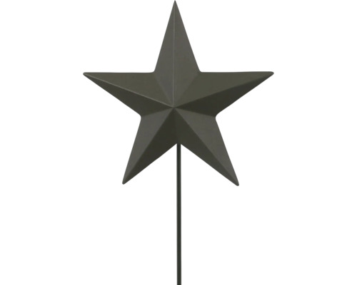 Dekostern aus Metall am Stab, 5-zackig, schwarz, Gartenstecker für Dekoration.