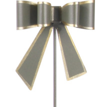 Dekoschleife am Stab, grau mit Goldrand.
