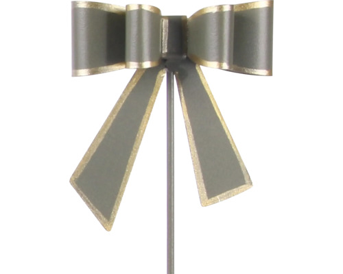 Dekoschleife am Stab, grau mit Goldrand.