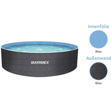 Marimex Rundpool mit dunkel strukturierter Außenwand und blauer Innenfolie.