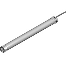 Grauer Rohrmotor für Rollläden und Markisen mit Anschlusskabel.