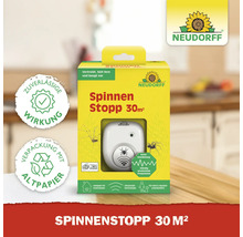 Neudorff Spinnen-Stopp für circa 30 Quadratmeter, Ultraschall-Spinnenabwehr für Innenräume, unbedenklich für Kinder und Haustiere, Neudorff Logo.