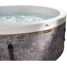 Aufblasbarer MSpa Whirlpool mit SyncJet Technologie, grau melierter Außenwand und sprudelndem Wasser.