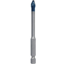 Metall-Fliesenbohrer mit Sechskantaufnahme und blauer Spitze.