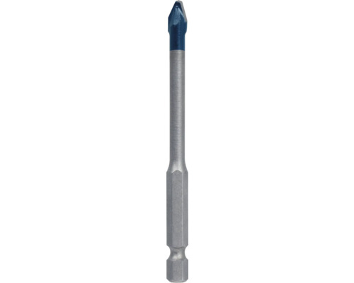 Metall-Fliesenbohrer mit Sechskantaufnahme und blauer Spitze.
