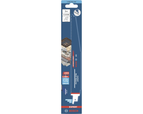 Bosch Säbelsägeblatt Expert Multi Material mit Carbide Technology für hohe Langlebigkeit, geeignet für Holz mit Metall und Verbundwerkstoffe.