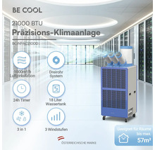 BE COOL Präzisions-Klimaanlage im Serverraum mit 21000 BTU, Dreirohr-System, 18 Liter Wassertank und 3 Windstufen für Räume bis 57 Quadratmeter.