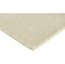 Nahaufnahme eines Teppichbodens mit dichtem Flor in Beige.
