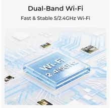 Illustration eines Dual-Band Wi-Fi Chips für 2,4 und 5 Gigahertz Verbindungen auf einer Platine.