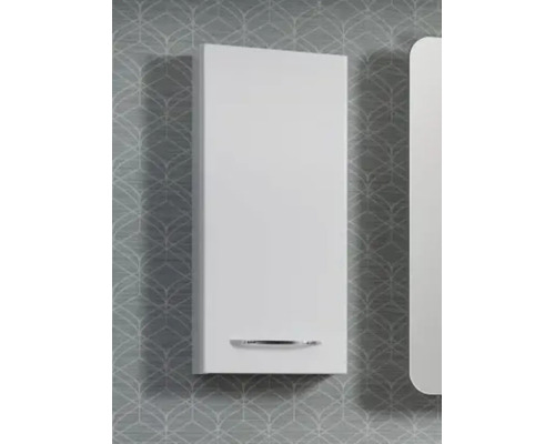 Weißer Badezimmer-Seitenschrank zur Wandmontage mit horizontalem Metallgriff.