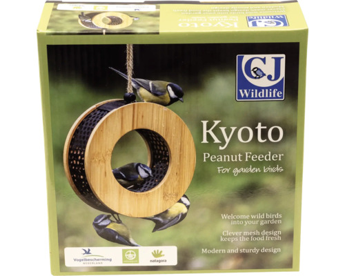 Kyoto Erdnuss-Futterring für Gartenvögel von CJ Wildlife aus Holz und Metallgeflecht.