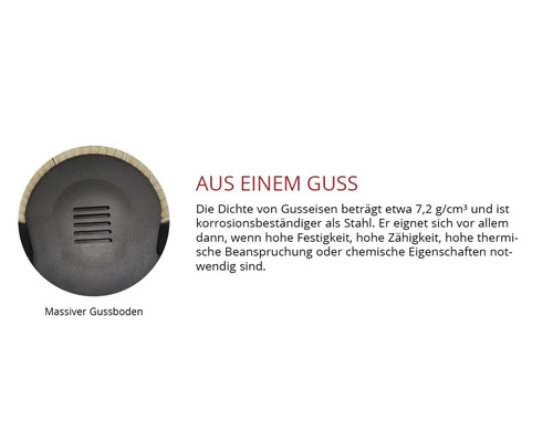 Massiver Gussboden aus einem Guss für hohe Festigkeit und thermische Beständigkeit.